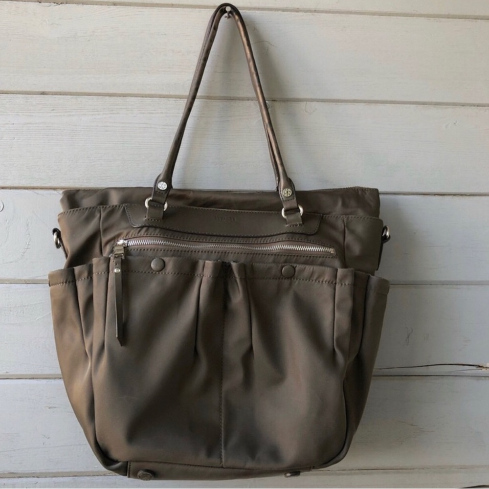 MZ Wallace Olive Nylon Tote Bag.